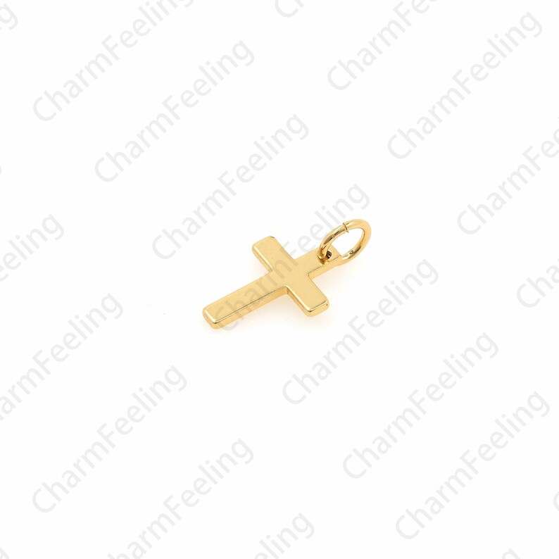 18K Gold-Plated Cross Pendant, Cross Necklace, Inverted Triangle Pendant, Cross Charm, Triangle Charm, DIY Jewelry Making Accessories 1pcs image 4