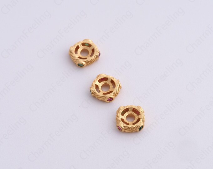 5 pcs Gold Round Spacer Beads, 18K Gold Filled Flat Beads,Dainty Disc Bracelet Necklace Spacer Beads, DIY Jewelry Supplies,4x3.6x1.5mm