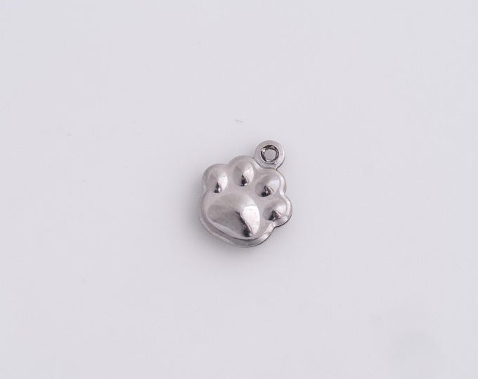 20 pcs Stainless Steel Footprint Charm,Pet Charm,Animal Footprint Pendant,Pet Lovers,DIY Jewelry Supplies,12x10x2.8mm
