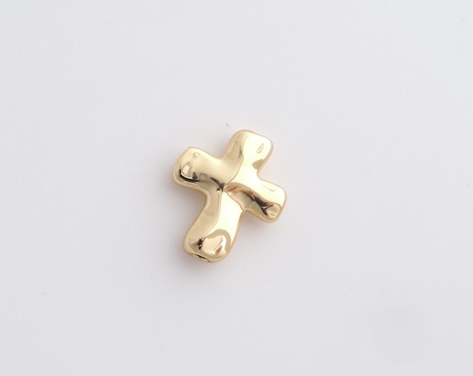 Gold Cross Spacer Beads,18K Gold Filled Cross Spacer Beads, Religious Charm,DIY Jewelry Supplies 13.3x11.2x3.2mm
