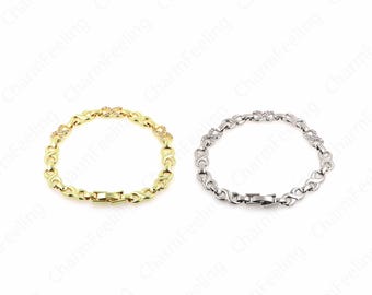 18K Gold Filled Paper Clip Herrenarmband, unendliches Heftklammerarmband, rechteckiges Goldarmband