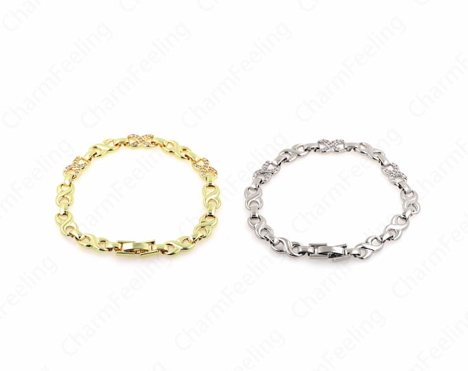18K Gold Filled Paper Clip Men's Bracelet,Infinite Staple Bracelet, Gold Rectangular Bracelet