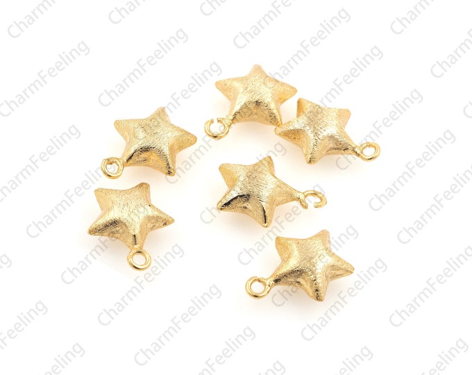 Brushed star pendant, star charm, star necklace, suitable for jewelry making products 15x12.3x5.7mm 1pcs