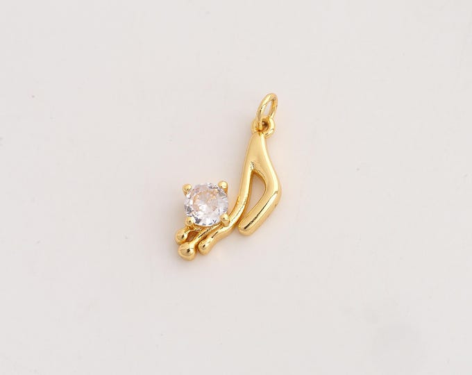 CZ Music Note Pendant,Symbol Pendant,18K Gold Filled Music Note Charm,DIY Jewelry Accessories,25.2x12.6x4mm