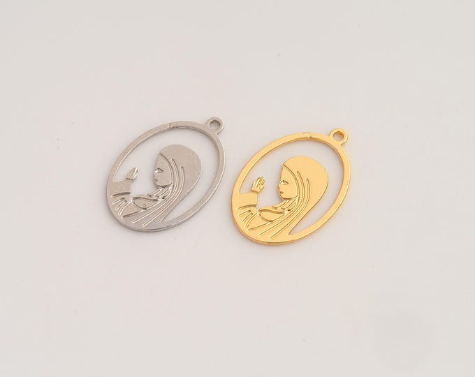 Prayer Girl Pendant,Prayer Pendant,18K Gold Filled Girl Charm,DIY Jewelry Accessories,20x13.5x0.7mm