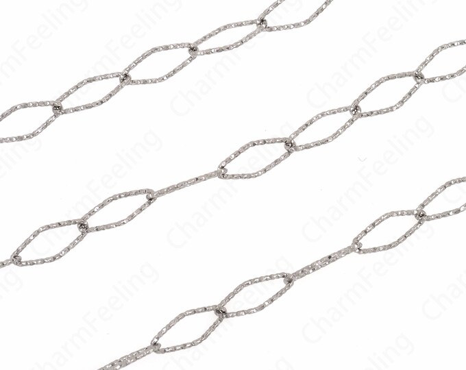 Silver FilledDiamond Paperclip Chain,Silver Square Chain, Semi-Finished Chain, Oval Chain,Nickel Free Unfinished Link Chain 15x6.8x1mm