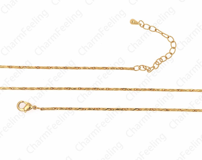 Twist Necklace,Lobster Clasp Necklace,18K Gold Filled Simple Necklace, Brass Necklace, Round Necklace, DIY Jewelry Supplies,7.5x1x1mm