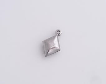 20 pcs Stainless Steel Rhombic Pendant, Silver Rhombic Charm,DIY Jewelry Supplies,15.5x9.5x4.4mm