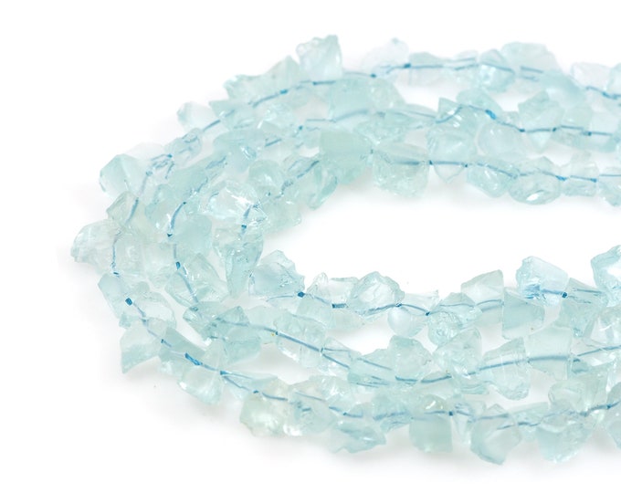 Rough Cyan Crystal Gem, Gem Chain, Natural Stone Necklace, Natural Stone Bead, DIY Gem Making Accessories, 7-10x10-15mm