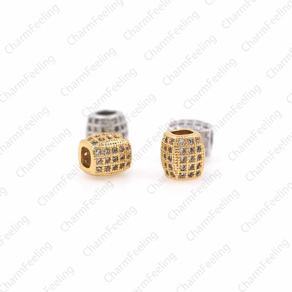 micro pave tube spacer beads,long barrel beads,Micro Pave Sliding Beads 6.7× 5.9mm Hole 3.4mm 1pcs
