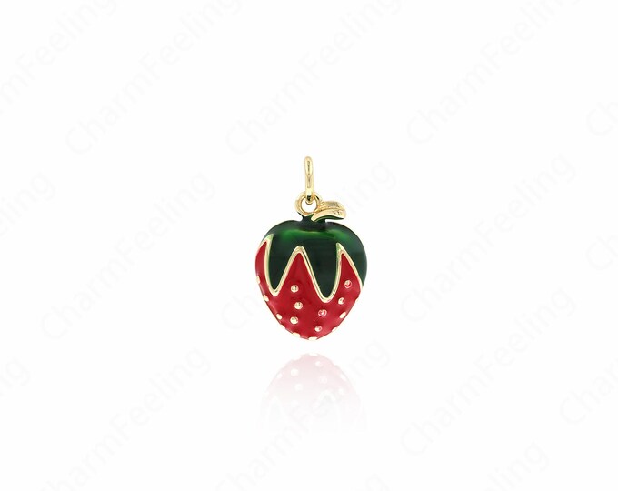 Strawberry Pendant,18K Gold Filled Fruit Necklace,Strawberry Necklace,Fruit Jewelry,Strawberry Charm,DIY Jewelry Accessories 19x11.5x4.3mm