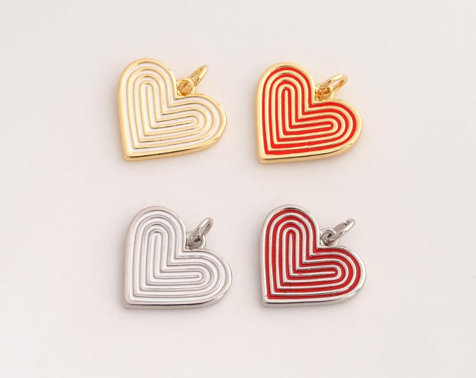 Enamel Heart Pendant,Love Pendant,18K Gold Filled Heart Charm,DIY Jewelry Accessories,19x17.7x1.7mm