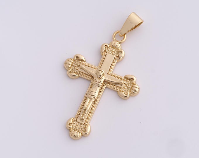 18K Gold Filled Cross Pendant,Christian Charm,Cross Necklace,Cross Charm,Religious Charm,DIY Jewelry Accessories,53.6x30x4.5mm