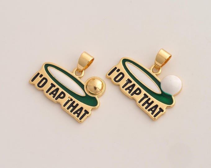 Enamel Golf Pendant,Sports Pendant,18K Gold Filled Golf Charm,DIY Jewelry Accessories,20.4x24x3.5mm