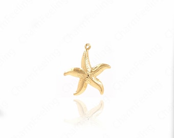 Starfish Pendant, 18K Gold Filled Starfish Necklace, Sea Creature Charm, Starfish Pendant, DIY Jewelry Accessories 32.3x30x7.5mm