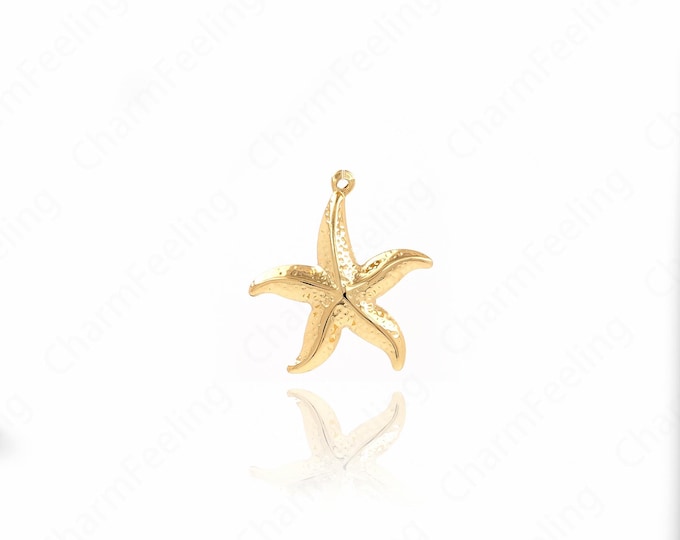 Starfish Pendant, 18K Gold Filled Starfish Necklace, Sea Creature Charm, Starfish Pendant, DIY Jewelry Accessories 32.3x30x7.5mm