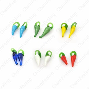 50 pcs Chili Pendant, Chili Charm, Lighting Glass Pendant, Murano Glass Jewelry, Chili Necklace, DIY Jewelry Supplies, 15x3mm