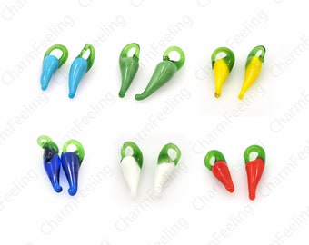 50 pcs Chili Pendant, Chili Charm, Lighting Glass Pendant, Murano Glass Jewelry, Chili Necklace, DIY Jewelry Supplies, 15x3mm