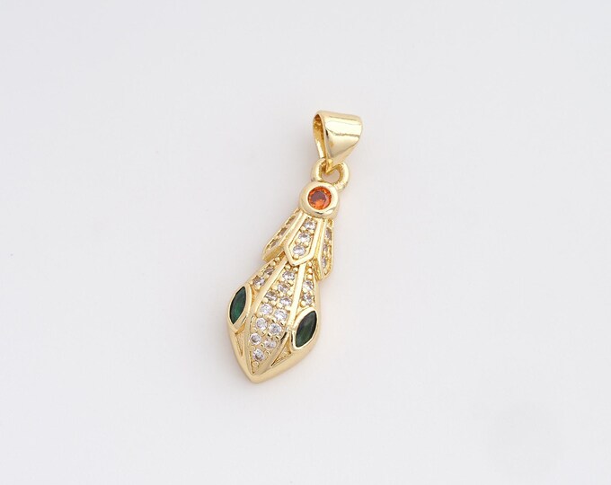 CZ Snake Pendant,Animal Pendant,18K Gold Filled Snake Charm,DIY Jewelry Accessories,27.8x8.7x4.2mm