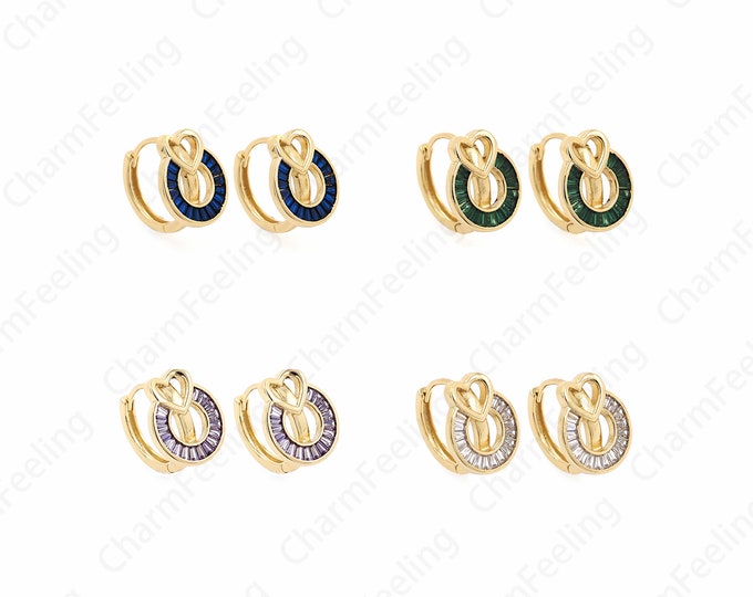 Round Pendants,Micropave CZ Gold Earrings,18K Gold Filled Round Earrings,Dainty Earring Charm,Gift for Her, 15.5x15.7x2.5mm