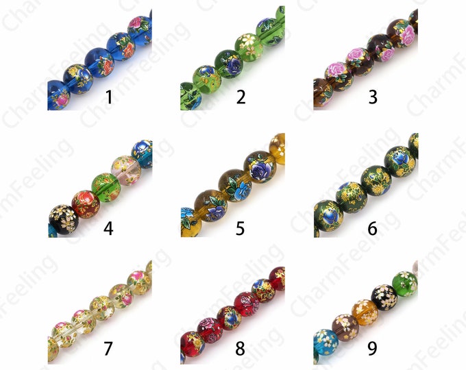 Glass Flower Spacer Beads, Spherical Beads,Murano Glass Beads, Smooth Ball Beads, Spherical Spacer Beads, DIY Jewelry Supplies, 10/12/14mm
