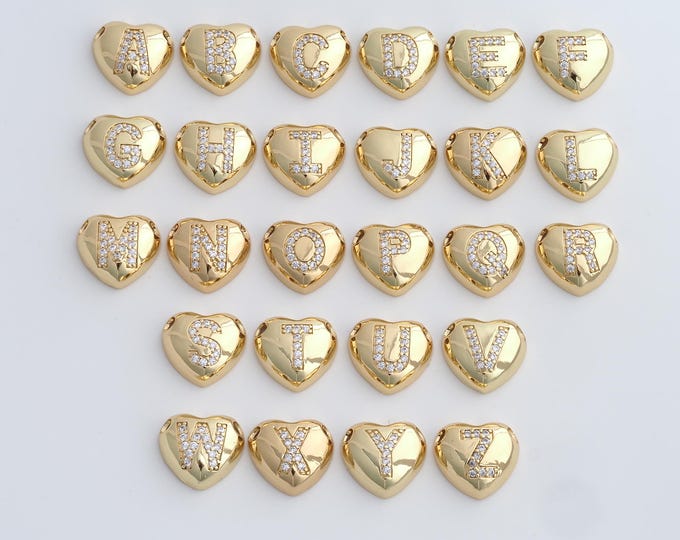 18K Gold Filled Initial Pendant, Micropavé CZ Letter Pendant, Alphabet Charm, DIY Jewelry Accessories, 14.5x15.7x5.7mm