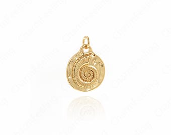 18K Filled Gold Ocean Charm Necklace, Conch Pendant, Beach Charm, DIY Jewelry Making Accessories 21.5x15.4x2.4mm
