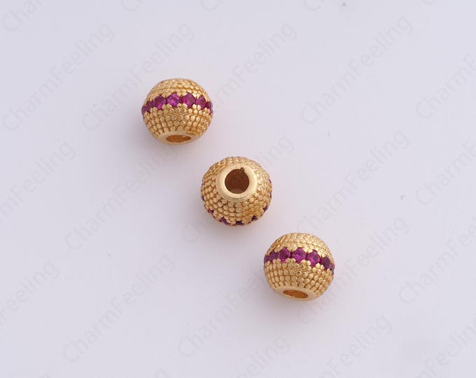 Gold Round Spacer Beads, 18K Gold Filled Ball Beads,Dainty Round Bracelet Necklace Spacer Beads, DIY Jewelry Supplies,8x6.7mm