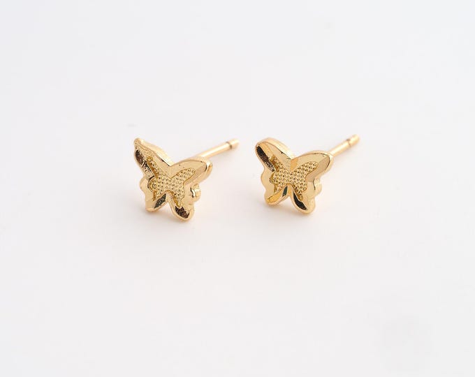 Gold Butterfly Stud Earrings,18K Gold Filled Insect Stud Earrings,Dainty Stud Earrings,Gift For Her, 8x6.4mm