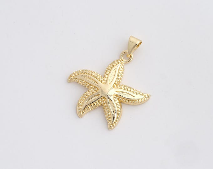Starfish Pendant,Starfish Pendant,18K Gold Filled Starfish Charm,DIY Jewelry Accessories,30.5x25.5x3.6mm