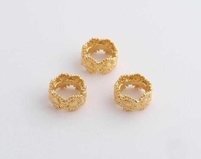 1 pcs Gold Tube Spacer Beads, 18K Gold Filled Round Beads,Flat Bracelet Necklace Spacer Beads, DIY Jewelry Supplies,9.5x5.3mm
