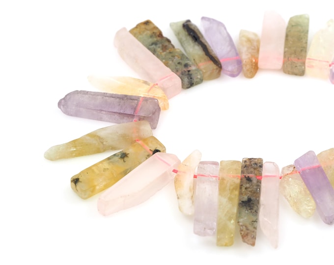 Rectangular Colorful Tube Beads, Strip Natural Stone Beads, Baguette Necklace, Strip Natural Stone Chain, 10-12x28-48 mm