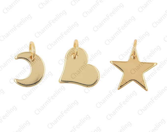 Small moon necklace, star and moon pendant, small heart-shaped bracelet, for necklace/bracelet jewelry  1pcs