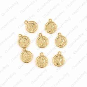 18K Queen Elizabeth Pendant, the charm of Elizabeth coin,queen elizabeth coin, used in jewelry making 12.5x10x1.2mm 1pcs