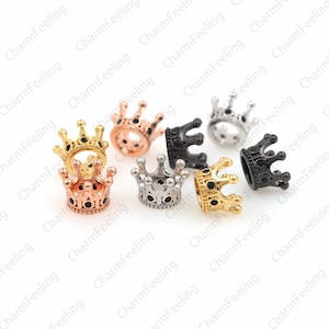 CZ Black Crown Beads,Gold Crown Beads,King Crown beads,Crown Accessory 11 ×7mm Hole 5mm  1pcs
