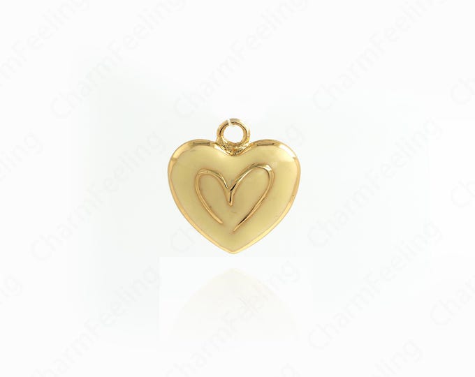Enamel Heart Charm,18K Gold Filled Heart Pendant, Heart-Shaped Necklace, Enamel Charm DIY Jewelry Making Accessories 20.3x20x10mm