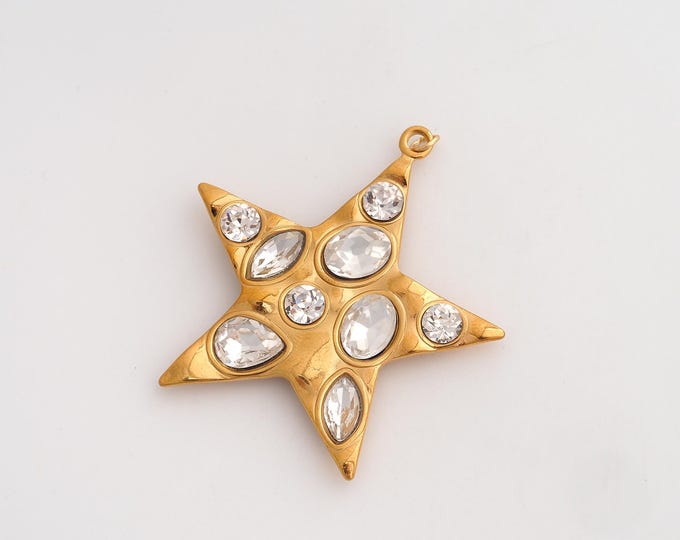 Micropavé CZ Star Necklace,Dainty Celestial Charm, 18K Gold Filled Starburst Pendant,DIY Jewelry Accessories 45x41x5mm