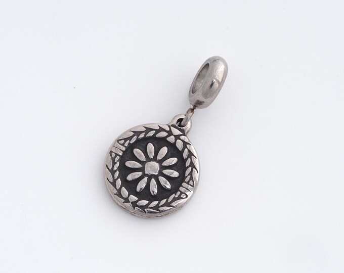 Stainless Steel Flower Pendant,Round Charms,Flower Charm, DIY Jewelry Supplies, 28.7x15x2.4mm