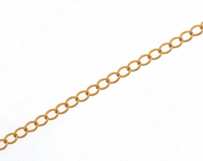 1 meter Curb Chain, 18K Gold Filled Semi-Finished Chain,Bulk Curb Chain, Unfinished Curb Chain, For Necklace And Bracelet Parts  6x4.2x1.3mm