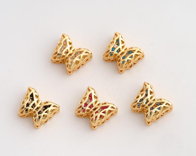 10 pcs 18K Gold Filled Gemstone Spacer Beads,Butterfly Gemstone Beads,Butterfly Beads,DIY Jewelry Supplies,10x14mm