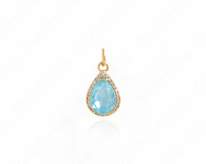 Teardrop Pendant,Micropavé CZ Waterdrop Necklace,18K Gold Filled Teardrop Charm,DIY Jewelry Supplies,18.5x9.5x6.5mm