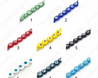 Turkey Eye Glass Beads,Eye Glass Beads, Eye Spacer Beads, Murano Glass Jewelry, Glass Beads,  DIY Beading Supplies,10x2.5m