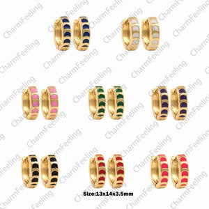 1 paar, 18K goud gevulde emaille oorbellen, moon fase oorbellen, gouden oorbellen, oorbellen accessoires, ronde oorbellen, maan oorbellen, 13x14x3.5mm