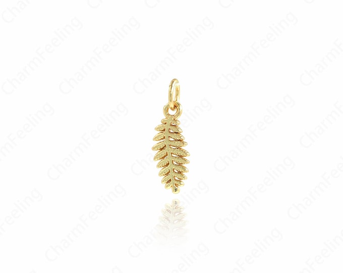 Gold Leaf Charm,18K Gold Filled Gold Plant Pendant, Leaf Pendant, DIY Jewelry Supplies, 17.6x5.8x1.3mm