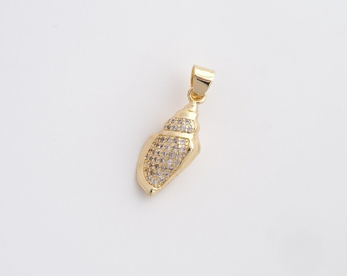 CZ Conch Pendant,Conch Pendant,18K Gold Filled Conch Charm,DIY Jewelry Accessories,24x8.5x6mm