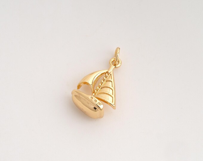 Sailboat Pendant,Sailboat Pendant,18K Gold Filled Sailboat Charm,DIY Jewelry Accessories,22x12.7x7.5mm