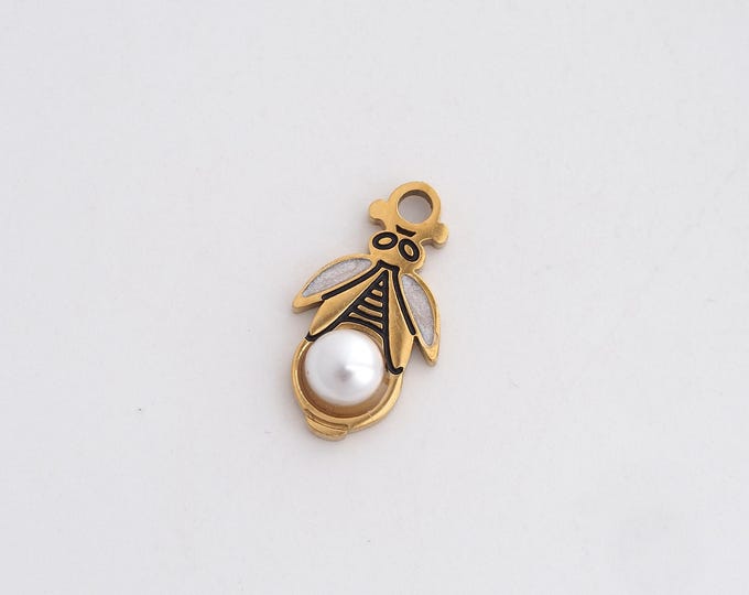 Enamel Bee Charms,Dainty Insect Charm, 18K Gold Filled Insect Pendant,DIY Jewelry Accessories 17x9.4x3.3mm