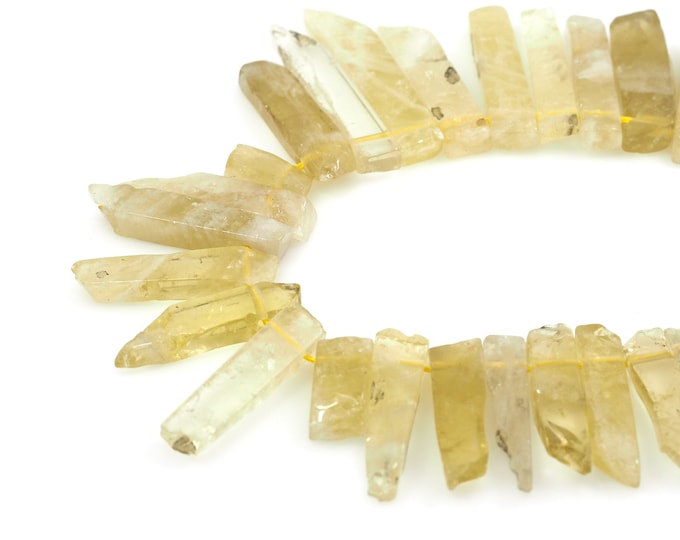 Lemon Citrine Rectangular Beads, Natural Stone Rectangular Beads, Cuboid Gemstone Chain, Natural Stone Tube Beads,Topaz Chain, 10-12x28-48mm