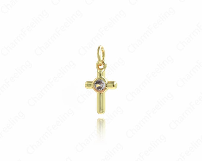 Religious Jewelry,Gold Cross Charm, 18K Filled Gold Cross Pendant,DIY Jewelry Making Accessories 16.8x8x2.5mm