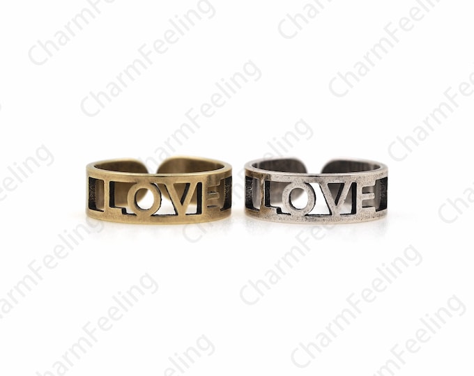Retro Punk LOVE Ring, Adjustable Ring, Gift For Her, Gold Love Ring, Delicate Ring, Fashion Jewelry 1PCS